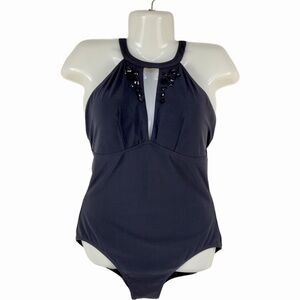 Profile by Gottex black swimsuit one piece e409-2077 size 14